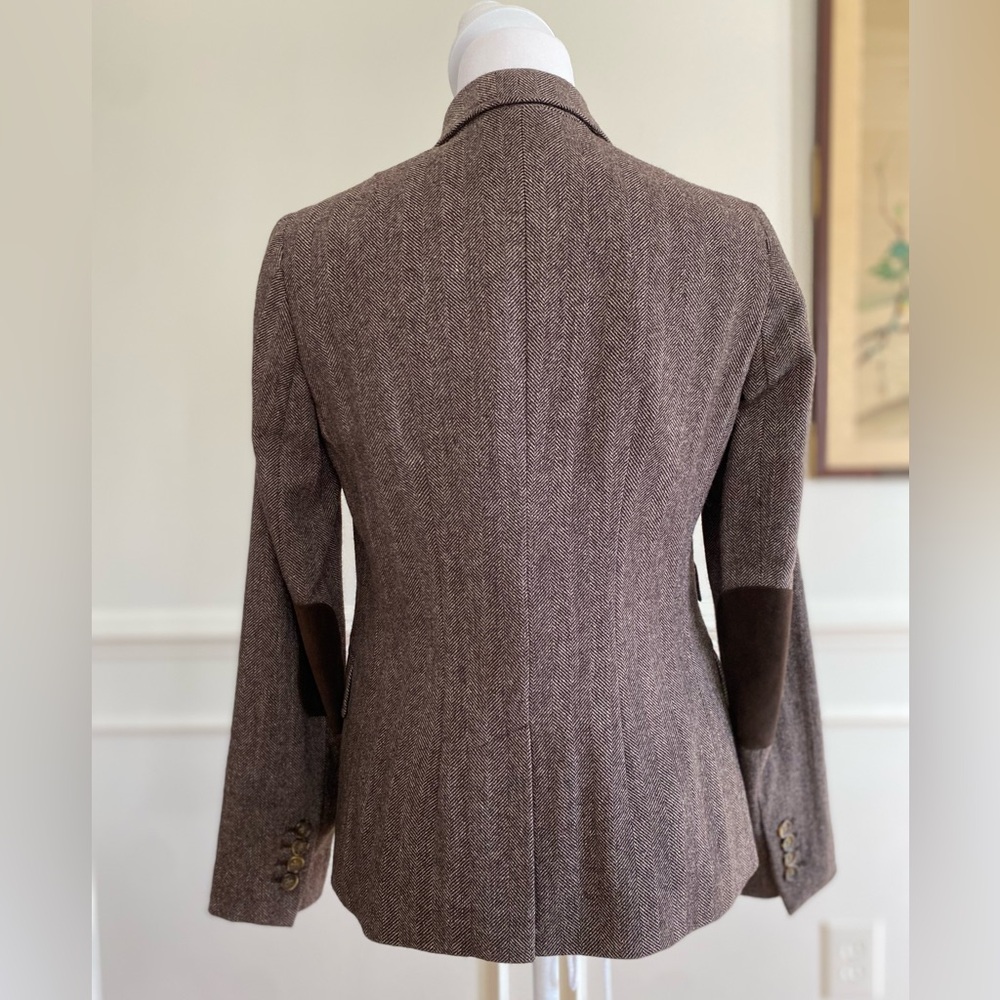 Banana Republic Factory Vintage Wool Brown Herringbone Professor Jacket sz 2 - Picture 4 of 16
